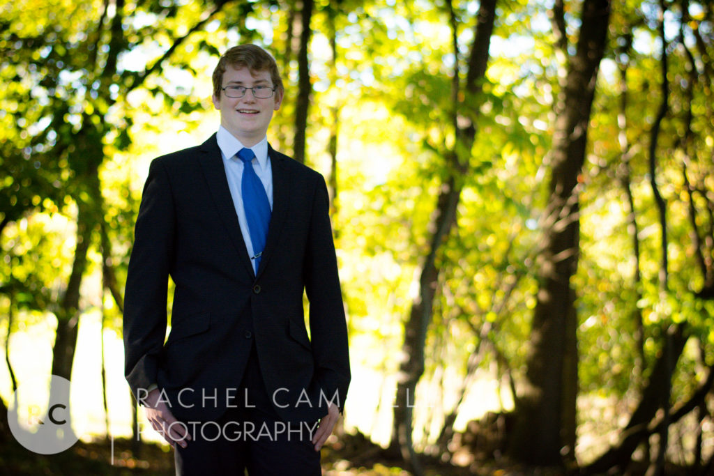 Senior portrait of a young man at sunset in Solon Ohio