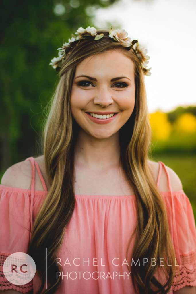 Senior portrait of a young woman at sunset in Solon Ohio